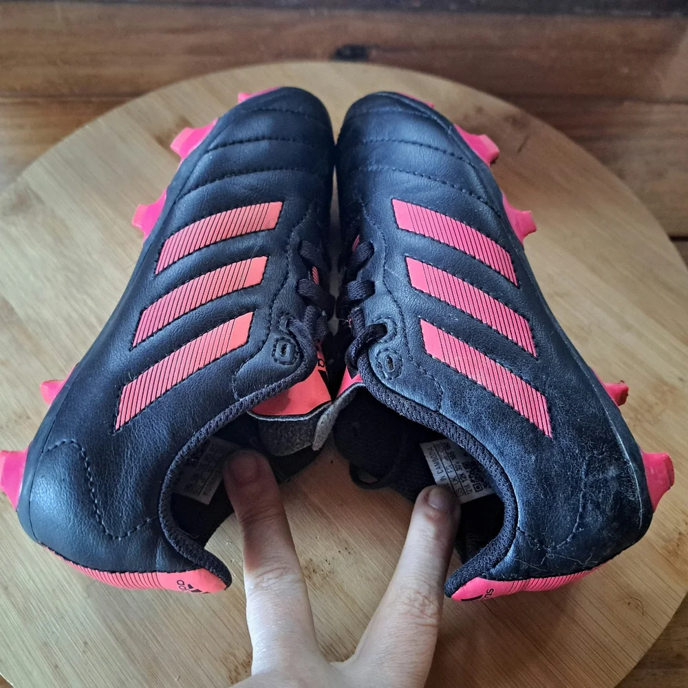 Adidas Cleats, Kid Size 12.5, Unisex, Black Pink, Goletto VII Football Soccer